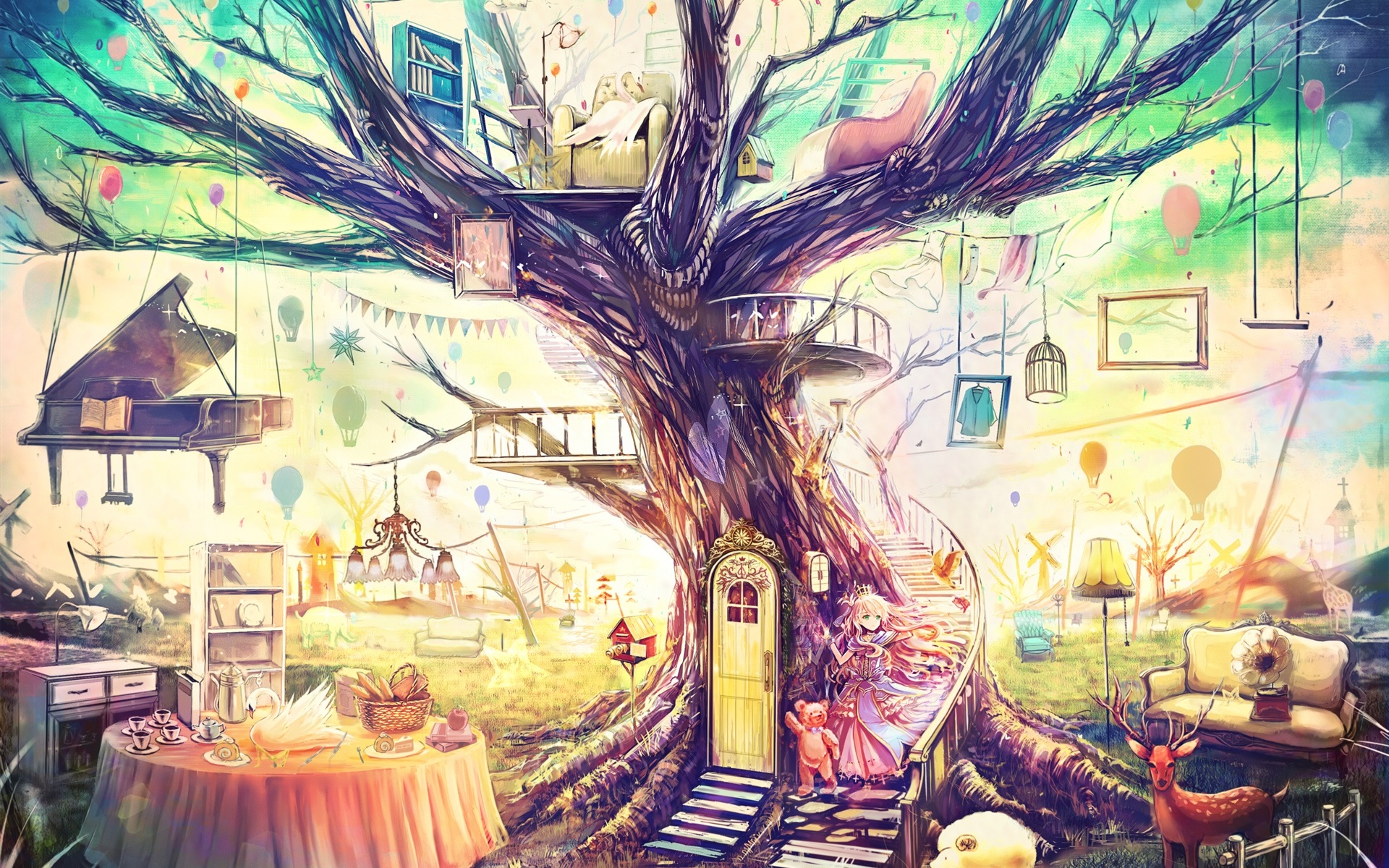 Wallpaper Beautiful Art Painting, Magical World, Fantasy - Anime Fantasy Tree - 1920x1200 Wallpaper Wallpaper Beautiful Art Painting, Magical World, Fantasy - Anime Fantasy Tree - 1920x1200 Wallpaper