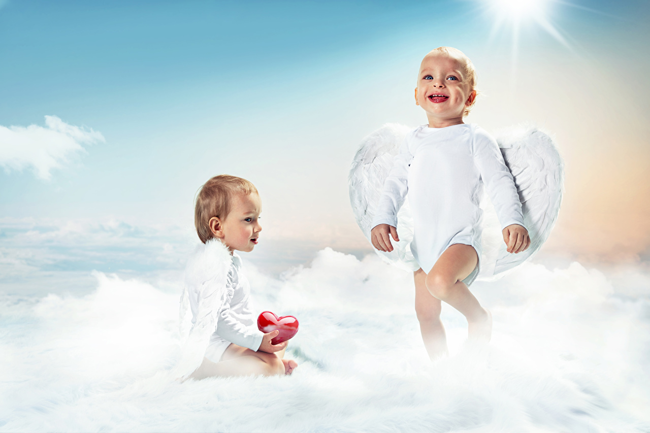 Two Baby Angels In The Sky - HD Wallpaper 