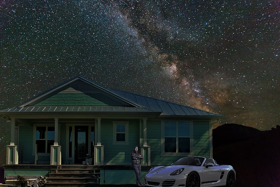 Emotional, Night, Lonely, Porsche, House, Home, Stars, - Porsche Carrera Gt - HD Wallpaper 