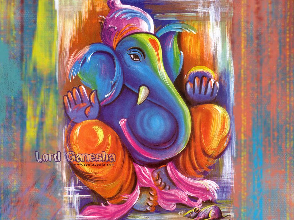 Shree Ganesha Deva Best Painting Wallpaper - Canvas Painting Images Free Download - HD Wallpaper 