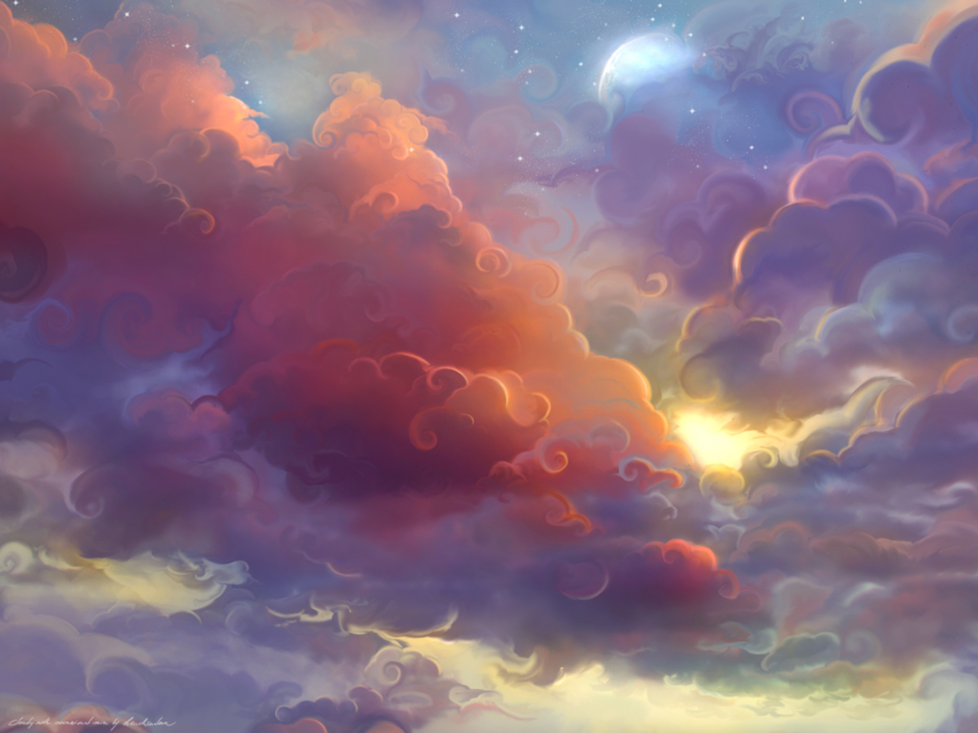 Cloud Painting Hd Background - HD Wallpaper 