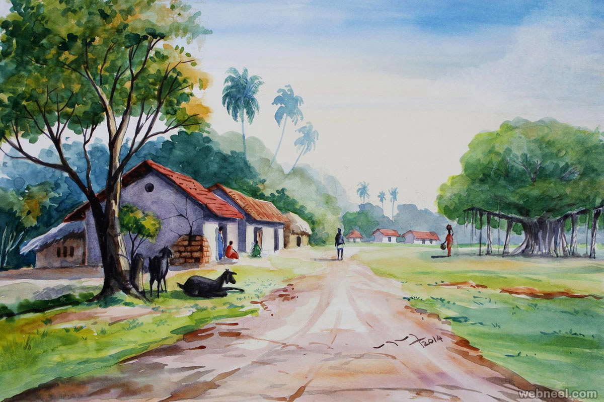 Watercolor Paintings - Malgudi Days - HD Wallpaper 