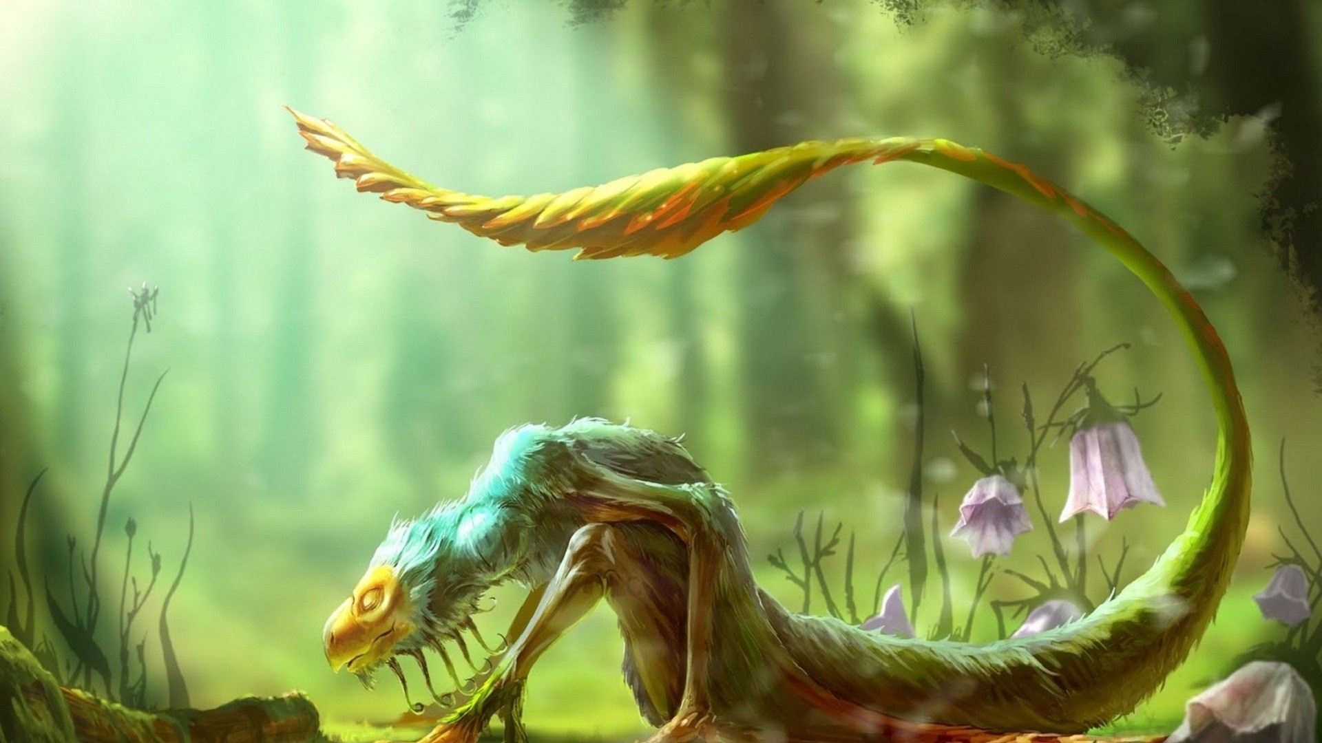 Dragon Painting Wallpaper - Animals Live In The Forest Floor - HD Wallpaper 