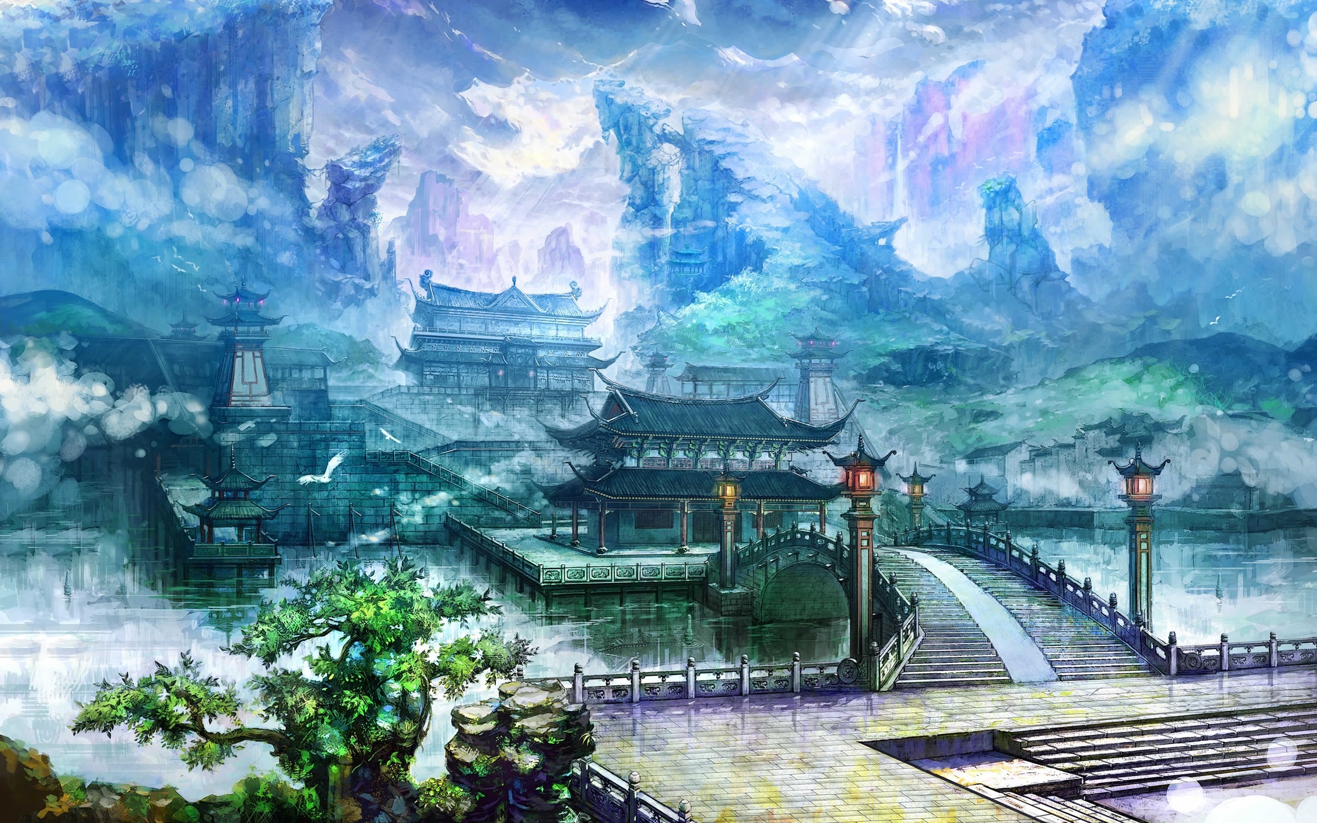 2560x1600, Chinese Landscape Wallpaper China Art Landscape - Chinese Landscape Watercolor Painting - HD Wallpaper 