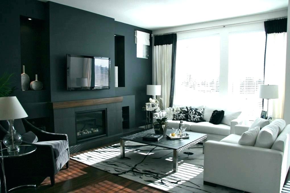 Wallpaper And Paint Ideas Living Room Feature Wall - Black Feature Wall Ideas - HD Wallpaper 