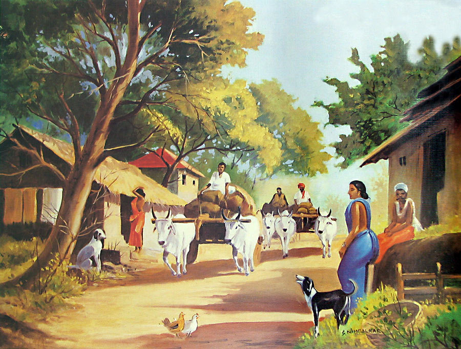 Indian Village Scene - HD Wallpaper 