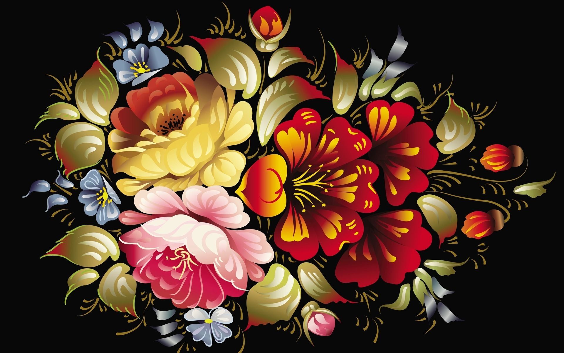 Desktop Wallpaper Gallery Nature Flowers Art Picture - Facebook Cover Photo Paintings - HD Wallpaper 