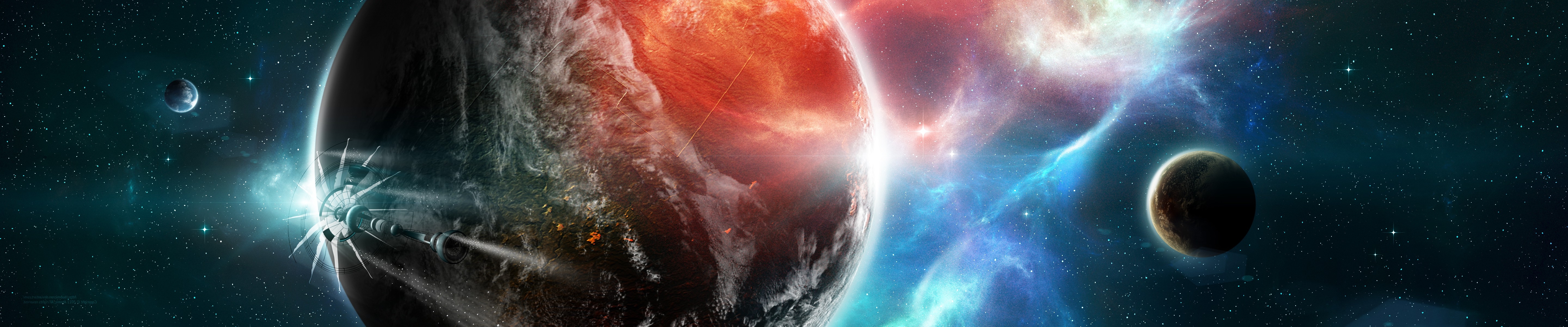 Dual Screen Wallpaper Planets - HD Wallpaper 