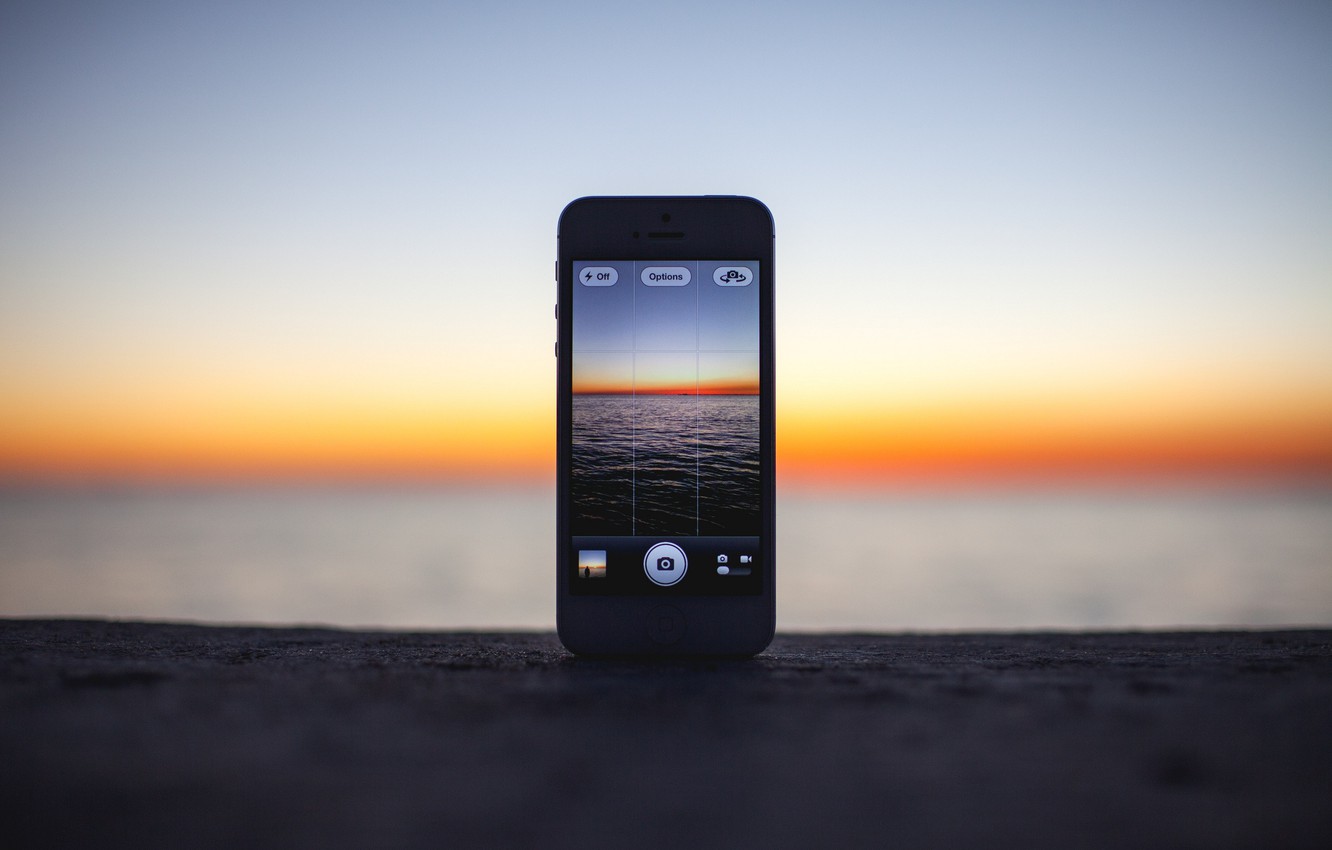 Photo Wallpaper Sea, Sunset, Camera, Horizon, Iphone, - Обои Закат На Пляже Для Айфона - HD Wallpaper 