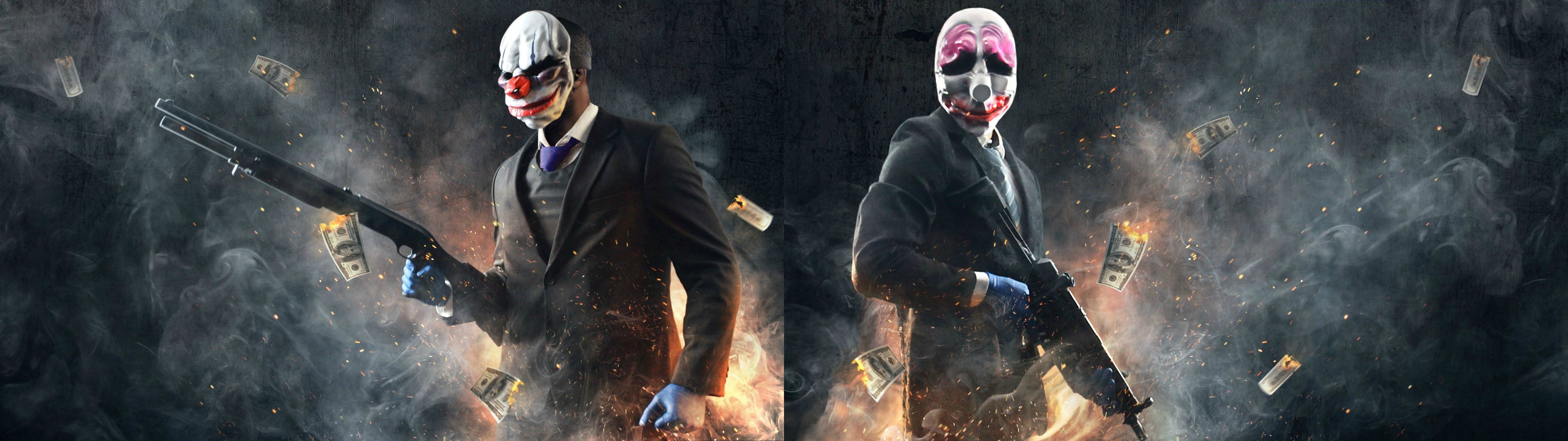 A Payday 2 Dual Monitor Wallpaper I Made From Steam - 3840x1080 Wallpaper -  
