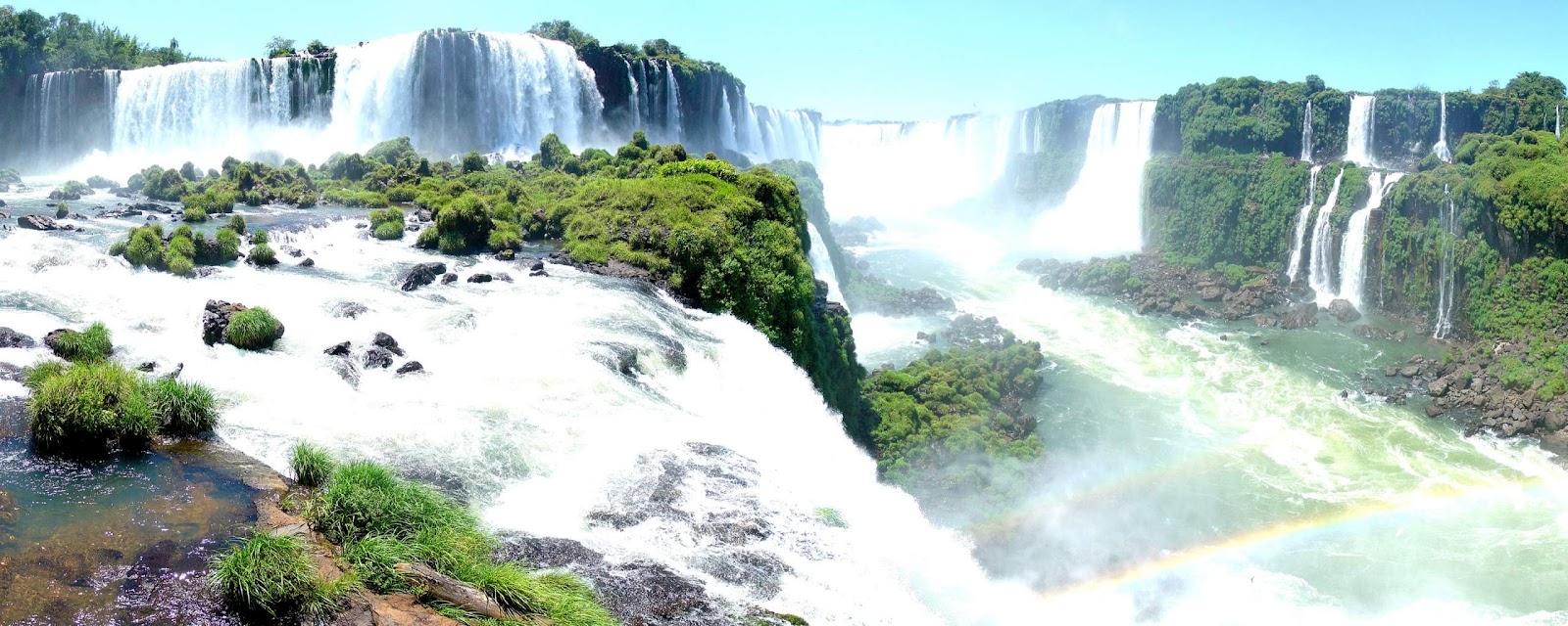 Dual Monitor Panoramic Landscape Wallpapers - Iguazu Falls - HD Wallpaper 