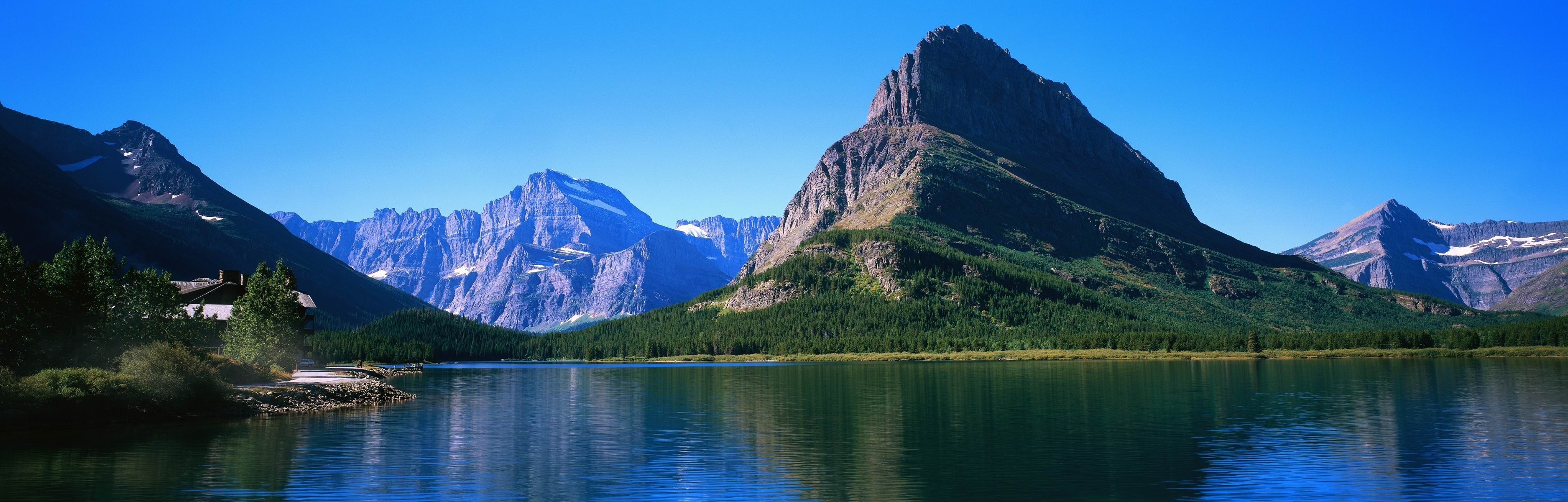 3750x1200, Panoramic Desktop Wallpaper 
 Data Id 151260 - Swiftcurrent Lake - HD Wallpaper 