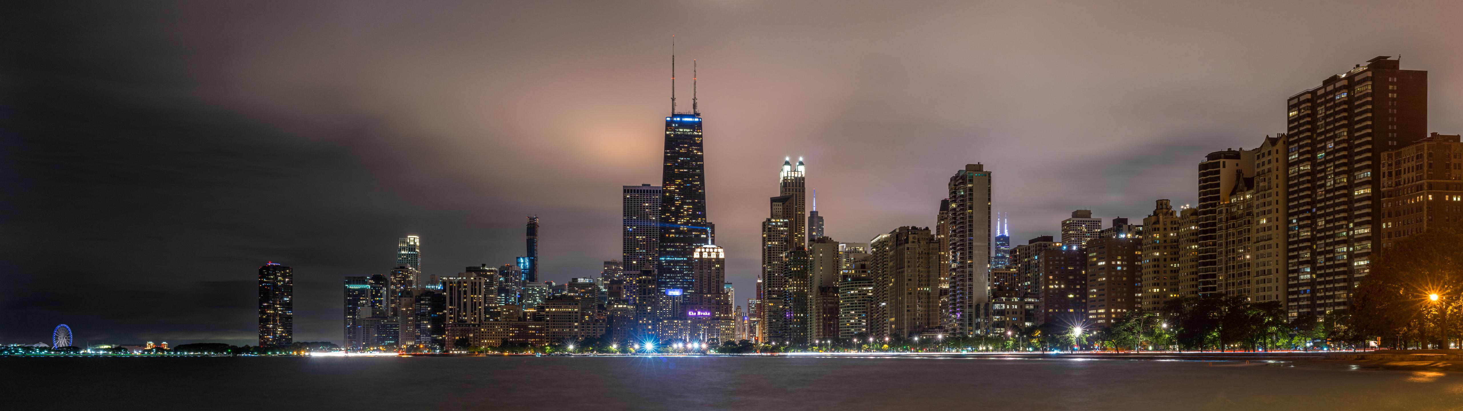 Chicago Skyline For Dual Monitors Wallpaper - Chicago - HD Wallpaper 