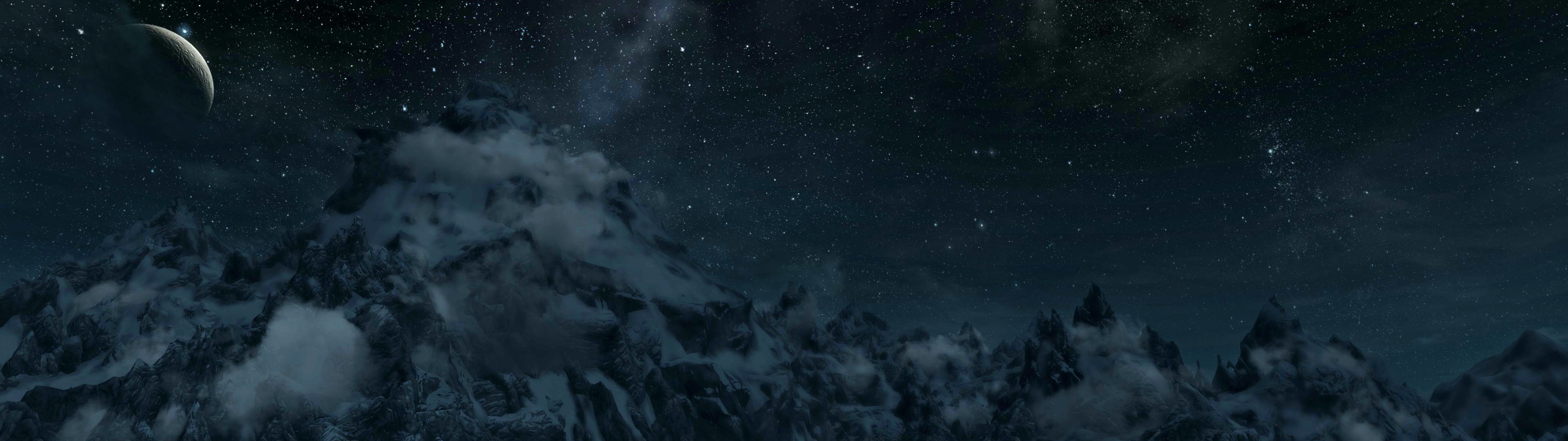 Mountain Range Panorama [3840×1080] - Dual Monitor Wallpaper Skyrim - HD Wallpaper 