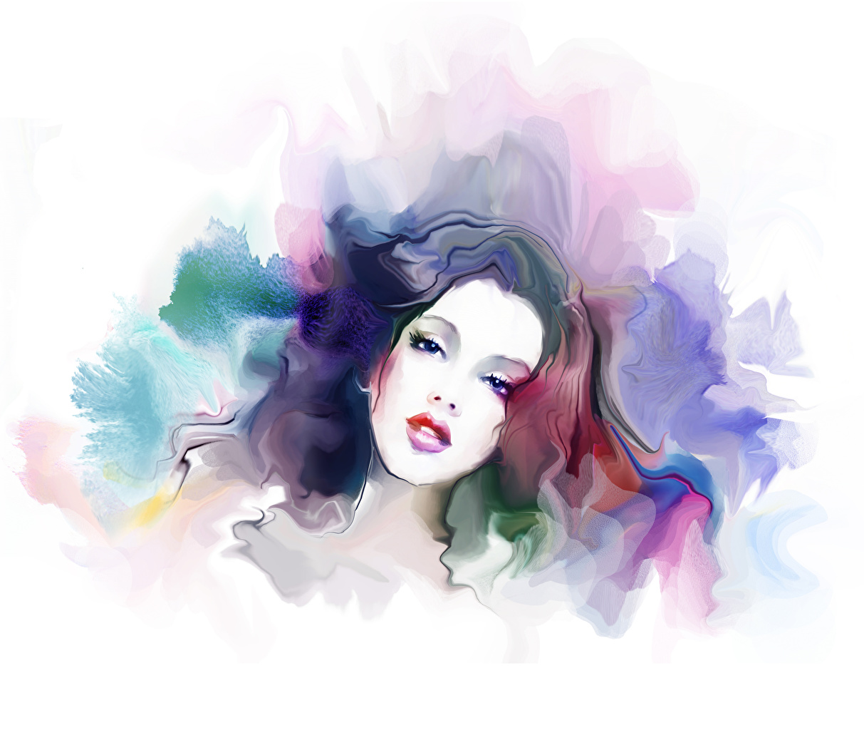 Colourful Girl Face Painting Art - HD Wallpaper 