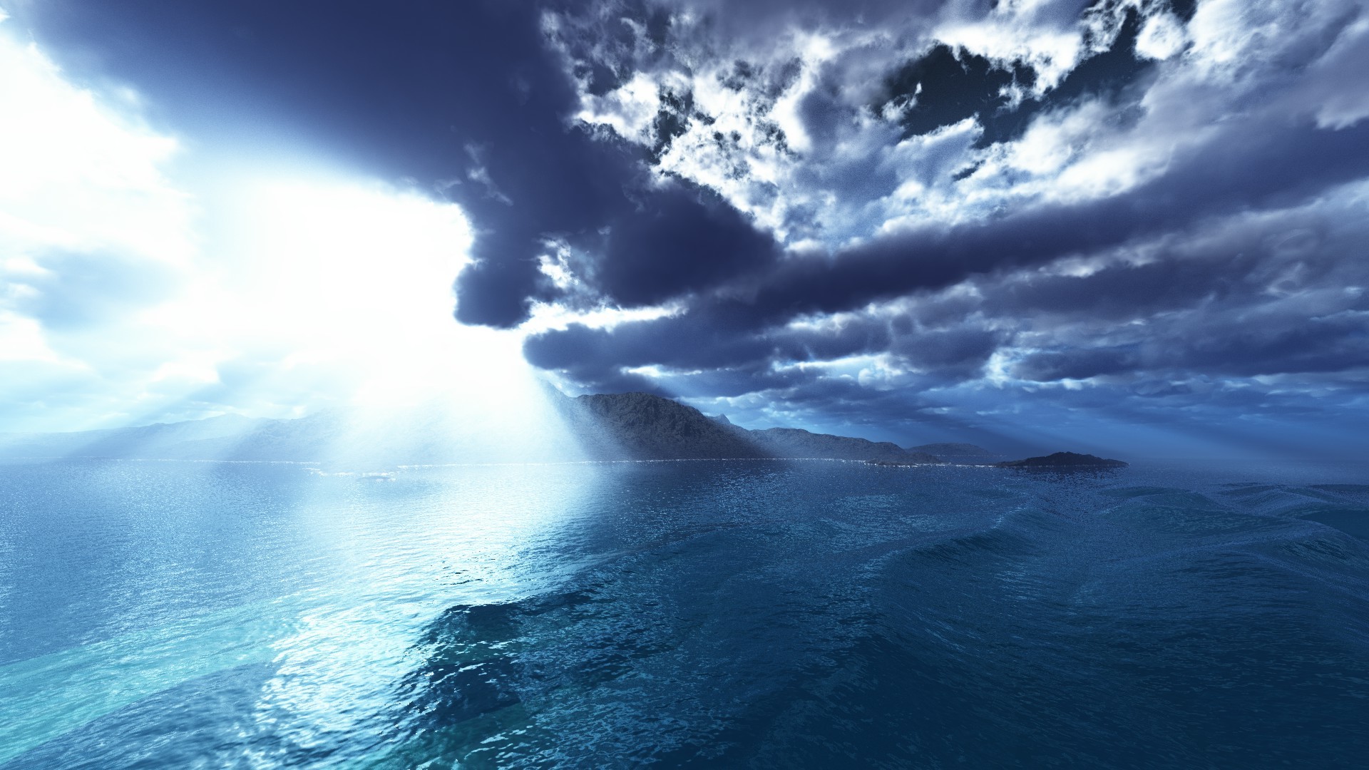Wave Sun Clouds Sea Landscapes Dual X Hd Wallpaper - Wide Vga - HD Wallpaper 