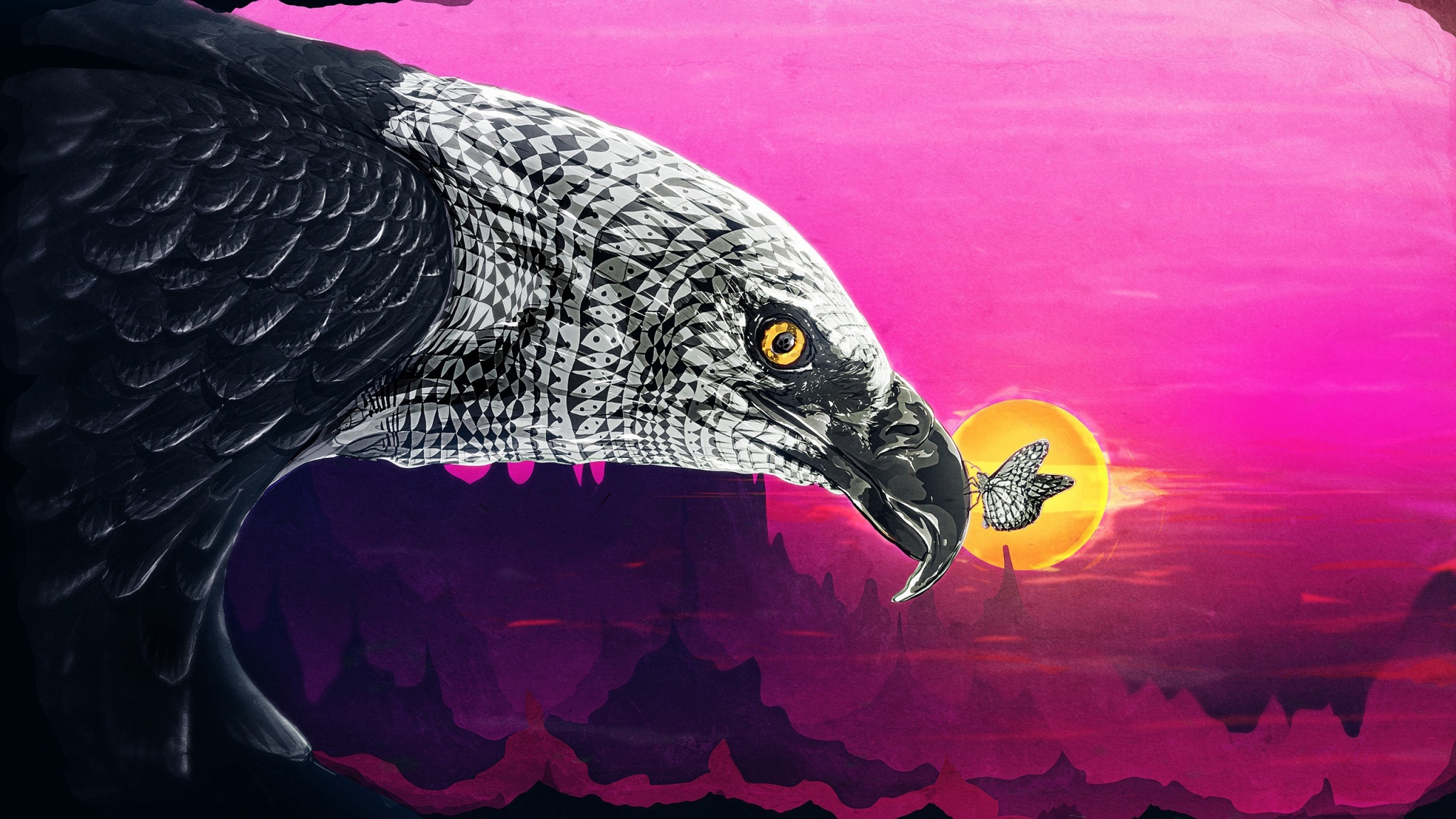 Eagle Butterfly Desktopography - Butterfly With An Eagle - HD Wallpaper 