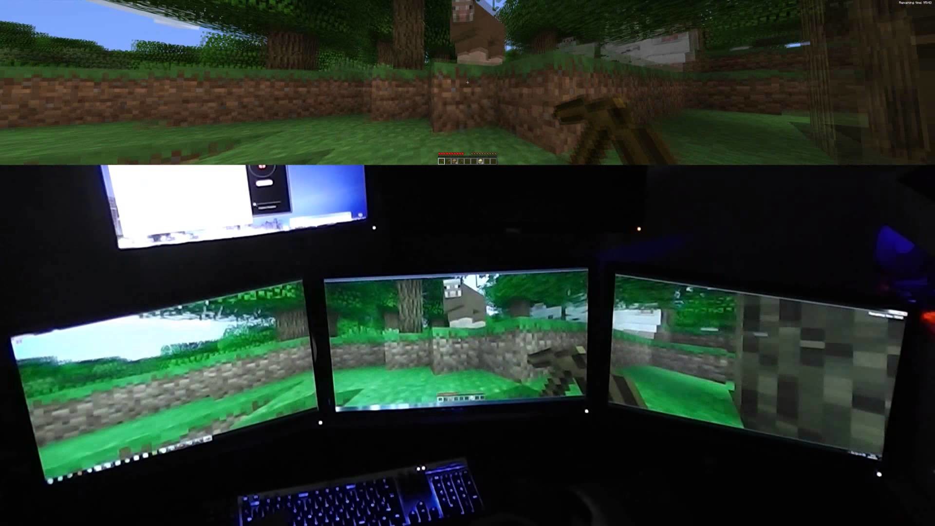 Minecraft Eyefinity Gameplay - Gaming Triple Monitor Minecraft - HD Wallpaper 