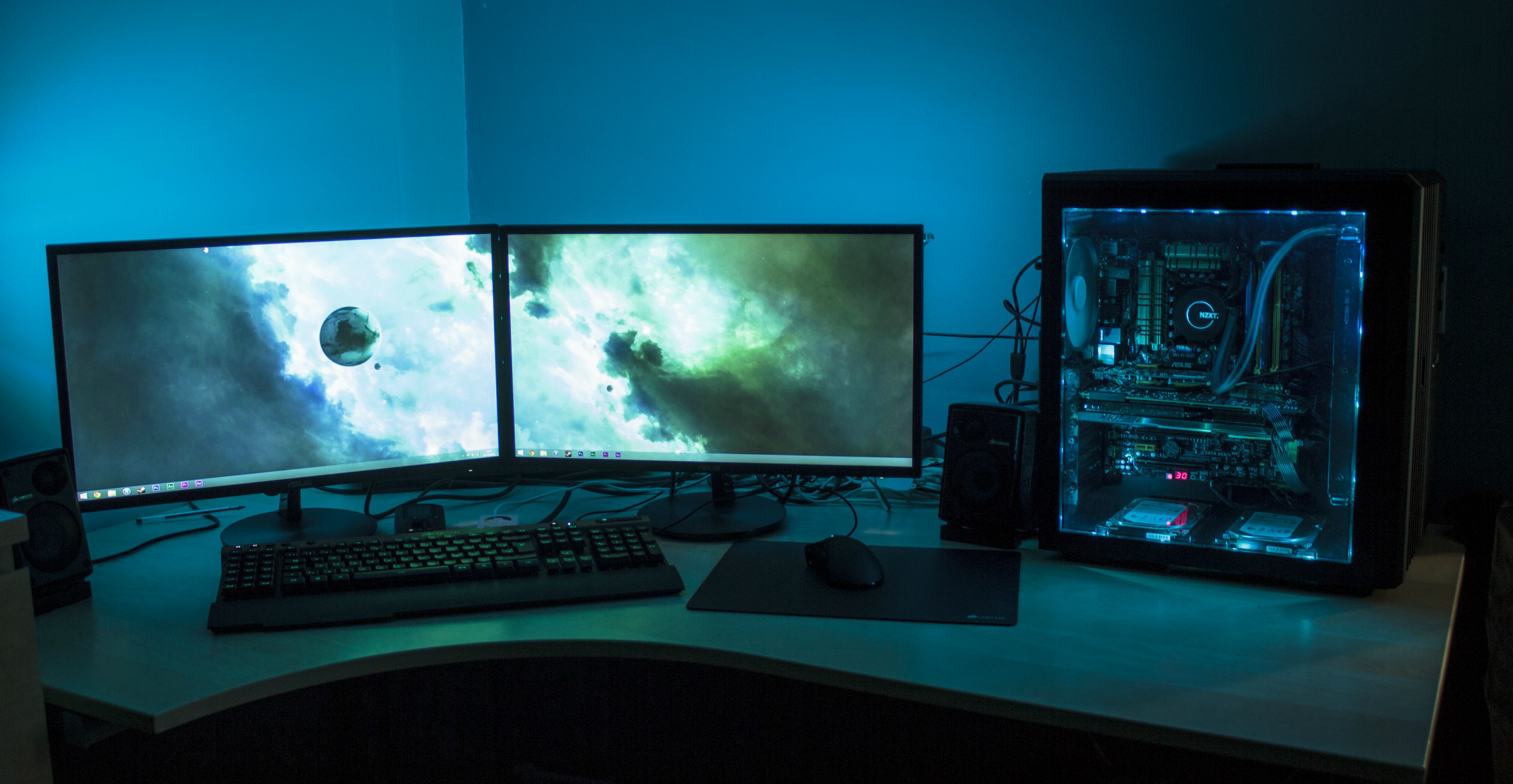 Pc Setup 2 Monitors - HD Wallpaper 