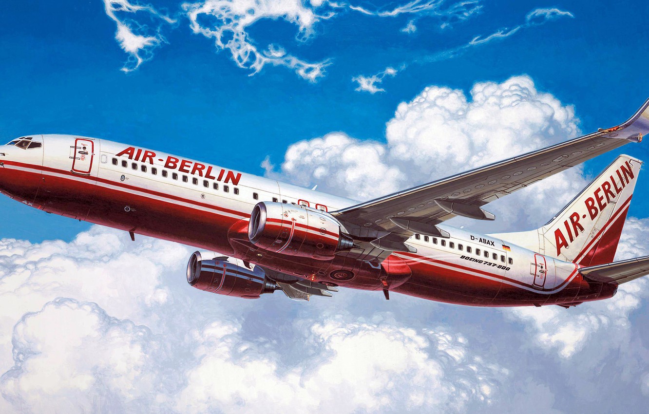 Photo Wallpaper Figure, Art, Boeing, Single Aisle Passenger - Boeing 737 Air Berlin Revell - HD Wallpaper 