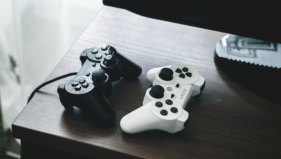 Style, Dualshock, White, Gamepad, Sony, Black Desktop - Playstation 2 - HD Wallpaper 