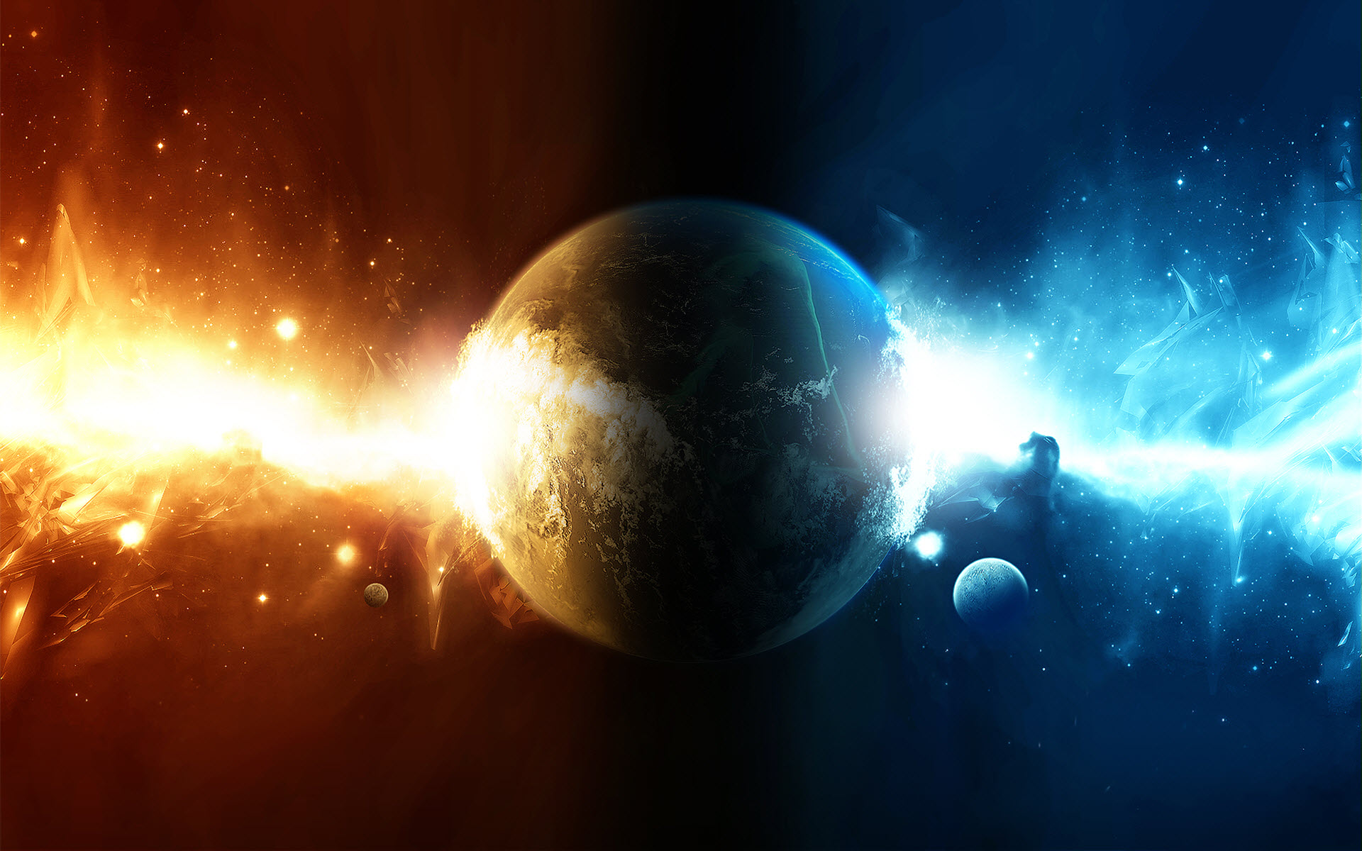 Two Sided Splash - High Resolution Space Wallpapers For Desktop - HD Wallpaper 