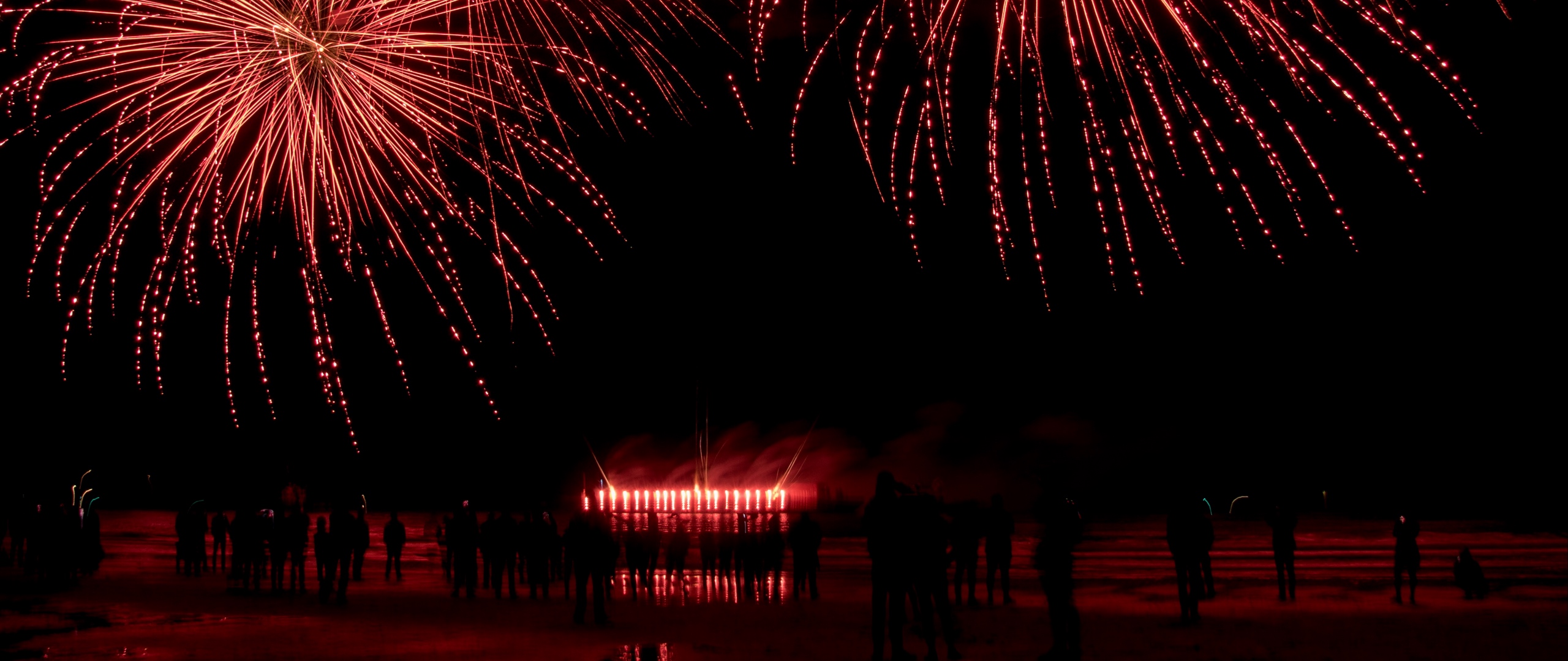 Wallpaper Salute, Fireworks, Red, Celebration, Glitter, - Diwali Hd Images  Background - 2560x1080 Wallpaper 