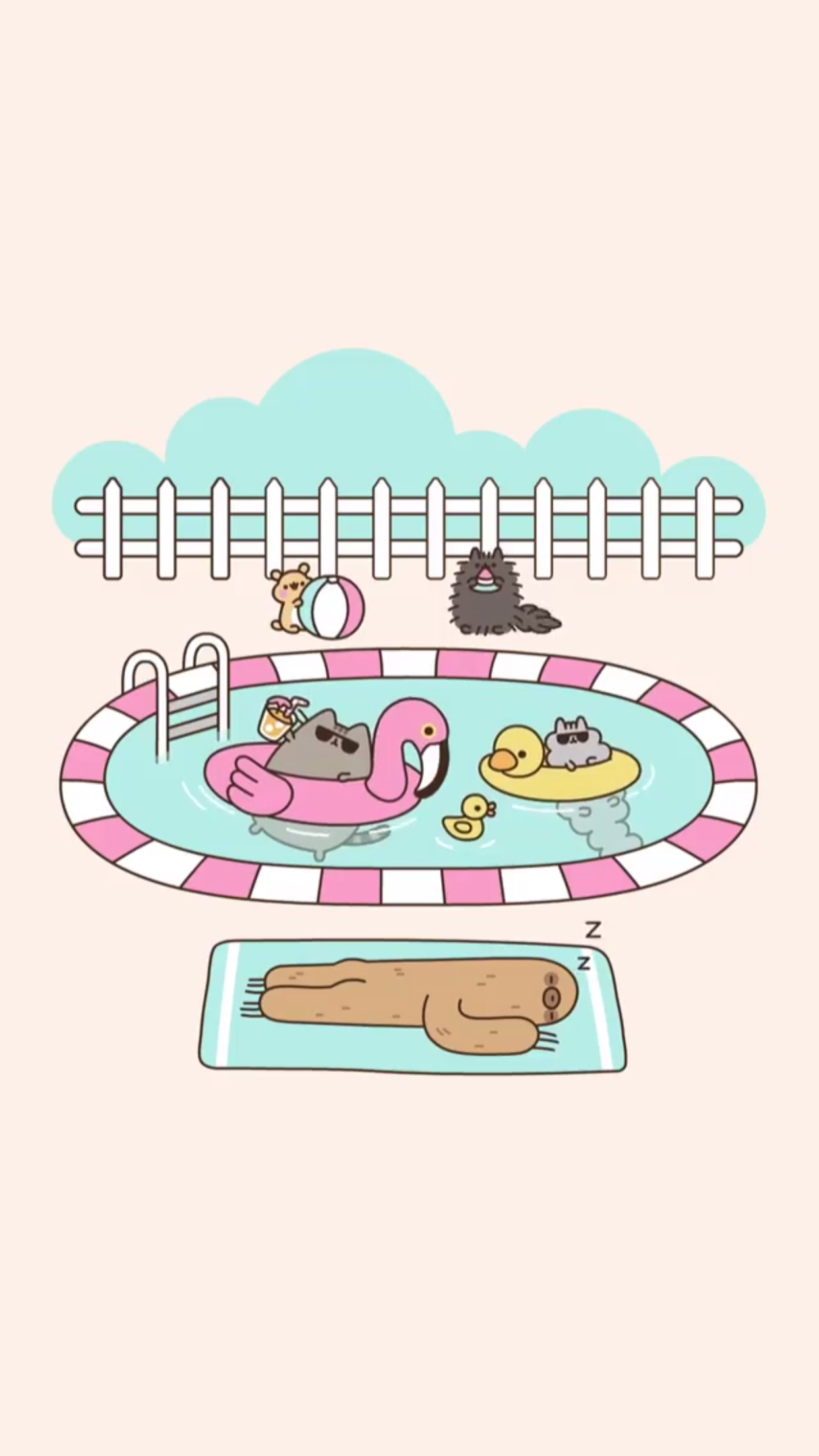 Pusheen Summer Phone Background - HD Wallpaper 