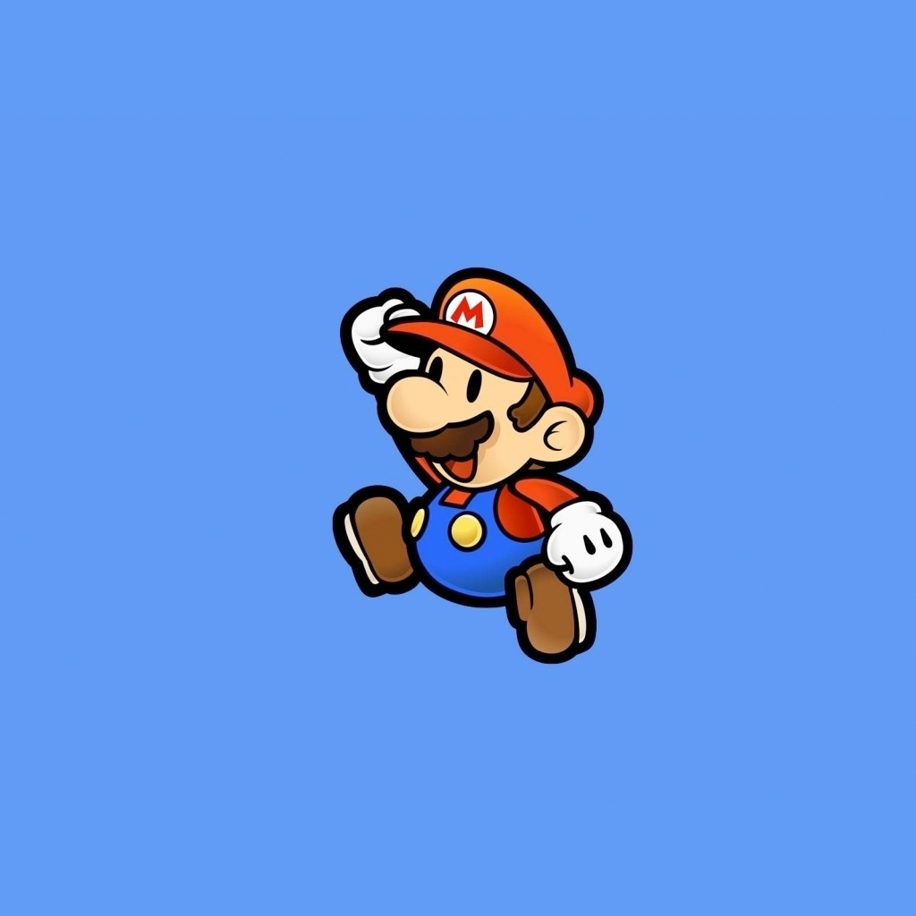 Animated Wallpaper For Ipad Mini 1024x1024, - Mario With Blue Background - HD Wallpaper 
