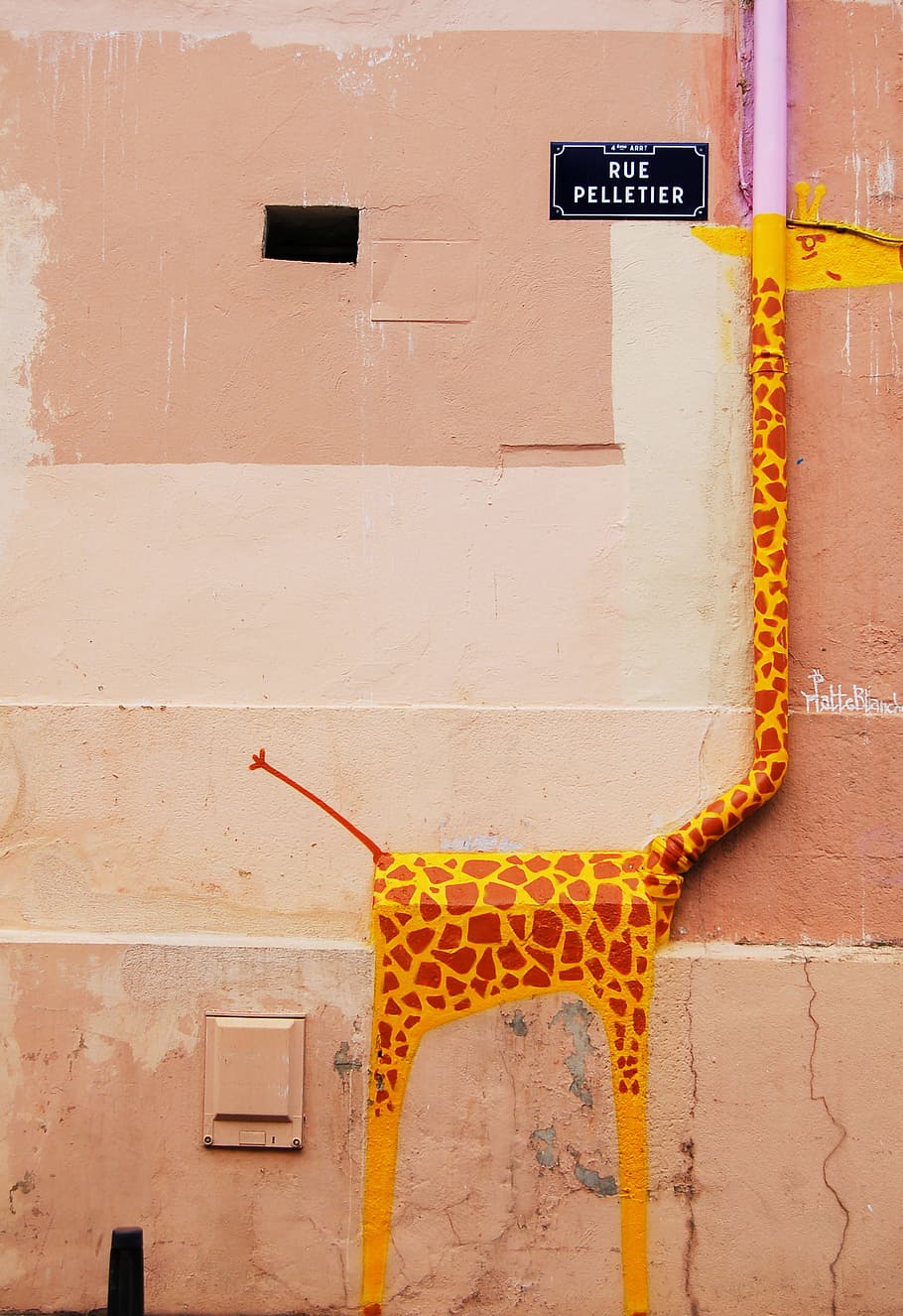 Giraffe Wall Art, Pink And Orange Plastic Pipe, Rue - Thinking Out De Box - HD Wallpaper 