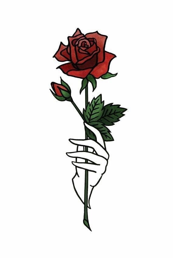 Rose, Red, And Wallpaper Image - Rose Wallpaper Drawing - HD Wallpaper 