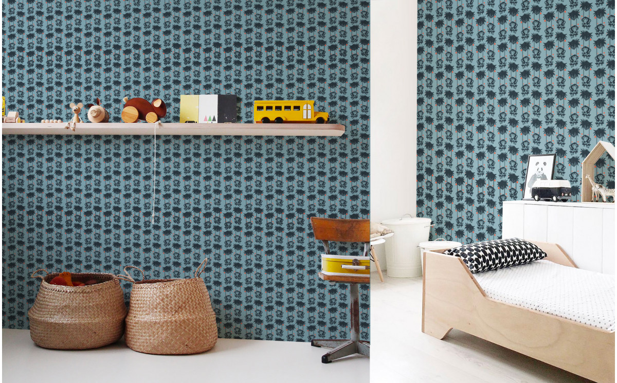 Blue Baby Monkey Wallpaper For Kids Room, Baby Boy - Wallpaper - HD Wallpaper 