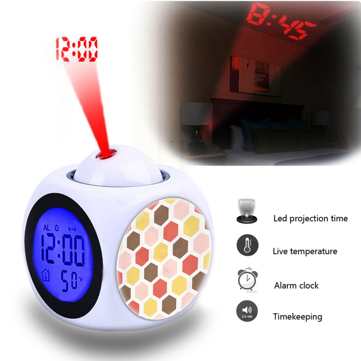 Projection Alarm Clock Wake Up Bedroom With Data And - Mermaid Alarm Clock - HD Wallpaper 