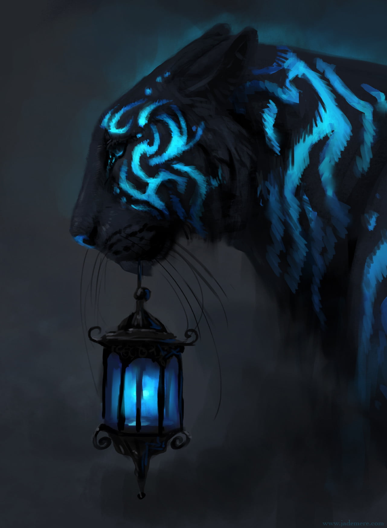 Black And Blue Tiger - HD Wallpaper 