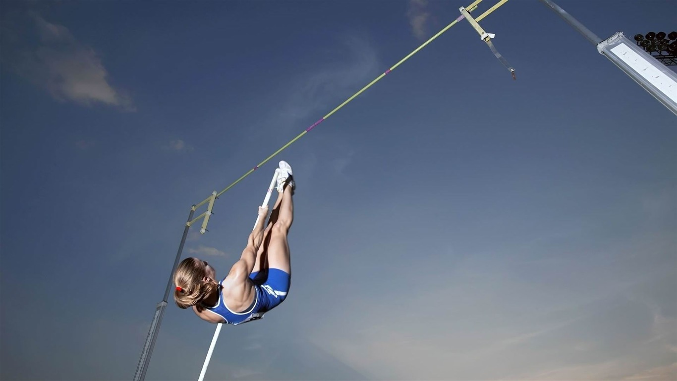 Track And Field Jump Pole Sportswoman Sky-sports Theme - Pole Vault - HD Wallpaper 