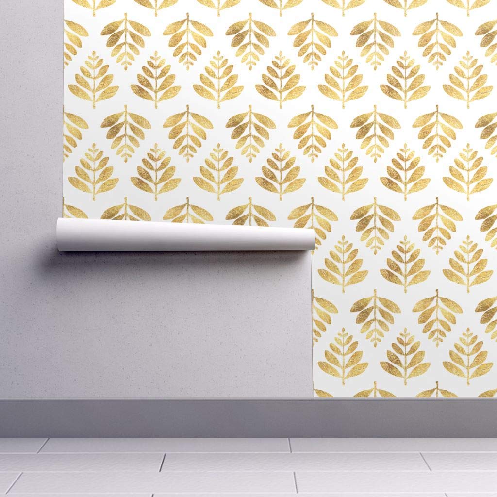 Gold Palm Leaf Wallpaper White - HD Wallpaper 