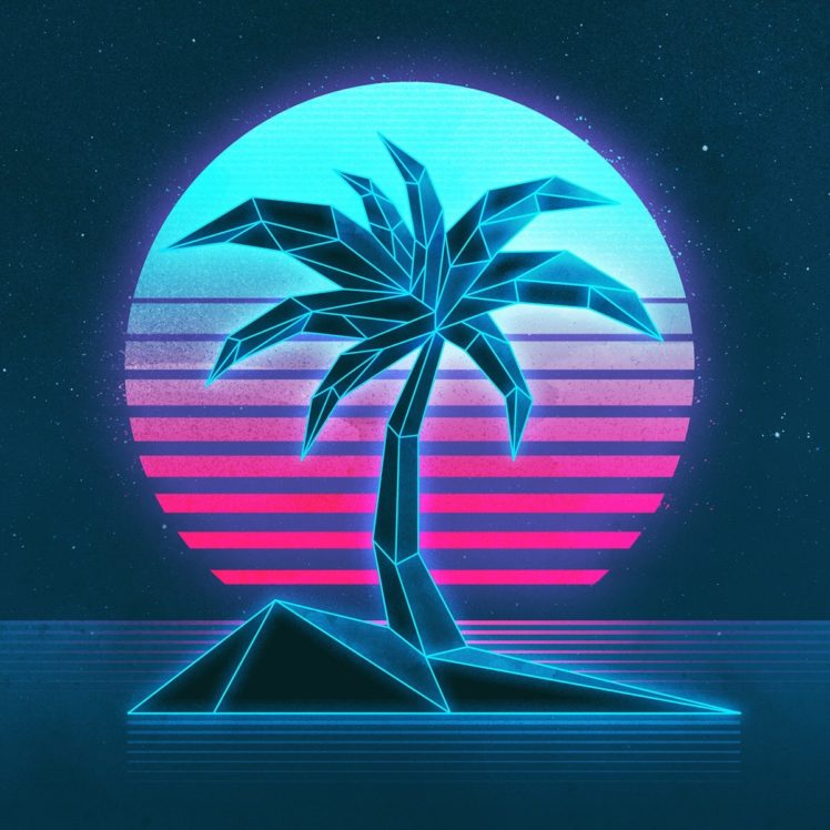 Retro Palm Tree Neon - HD Wallpaper 