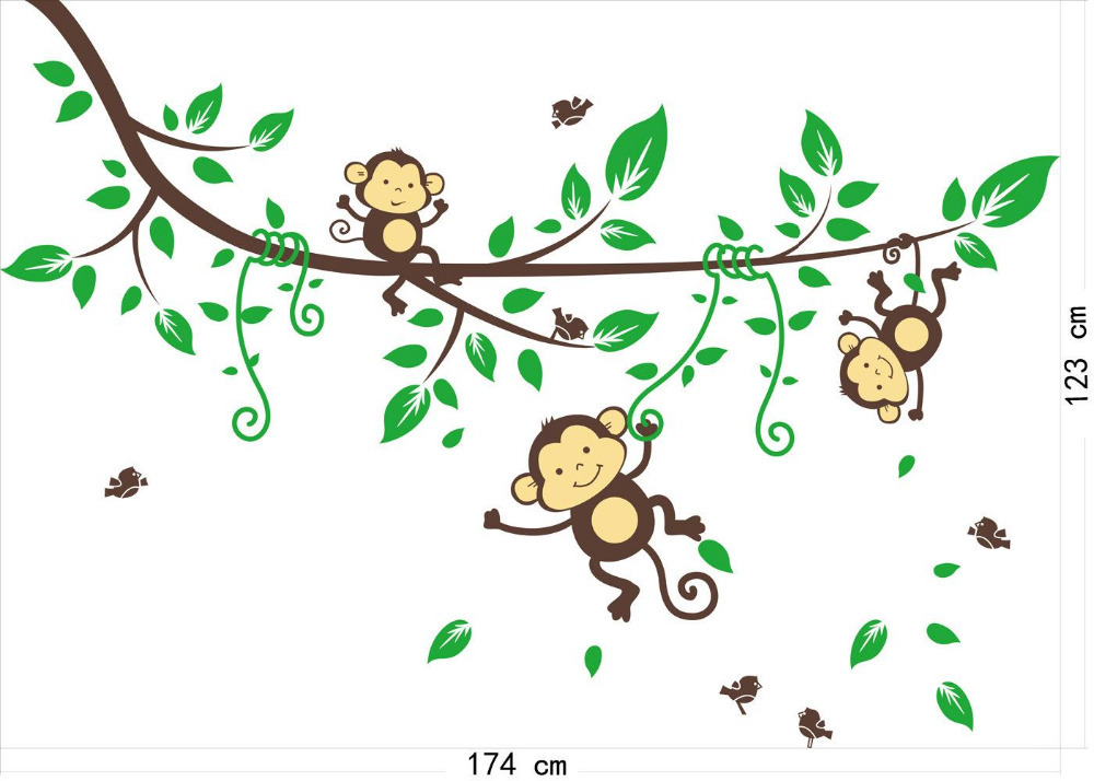 Cartoon Baby Monkey - Cartoon Monkeys Hanging From A Tree - HD Wallpaper 