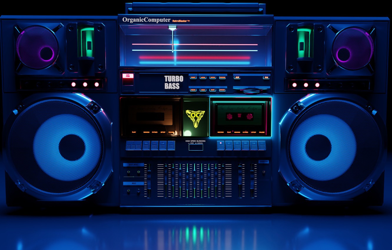 Photo Wallpaper Music, Style, Background, 80s, Style, - Neon Boombox - HD Wallpaper 