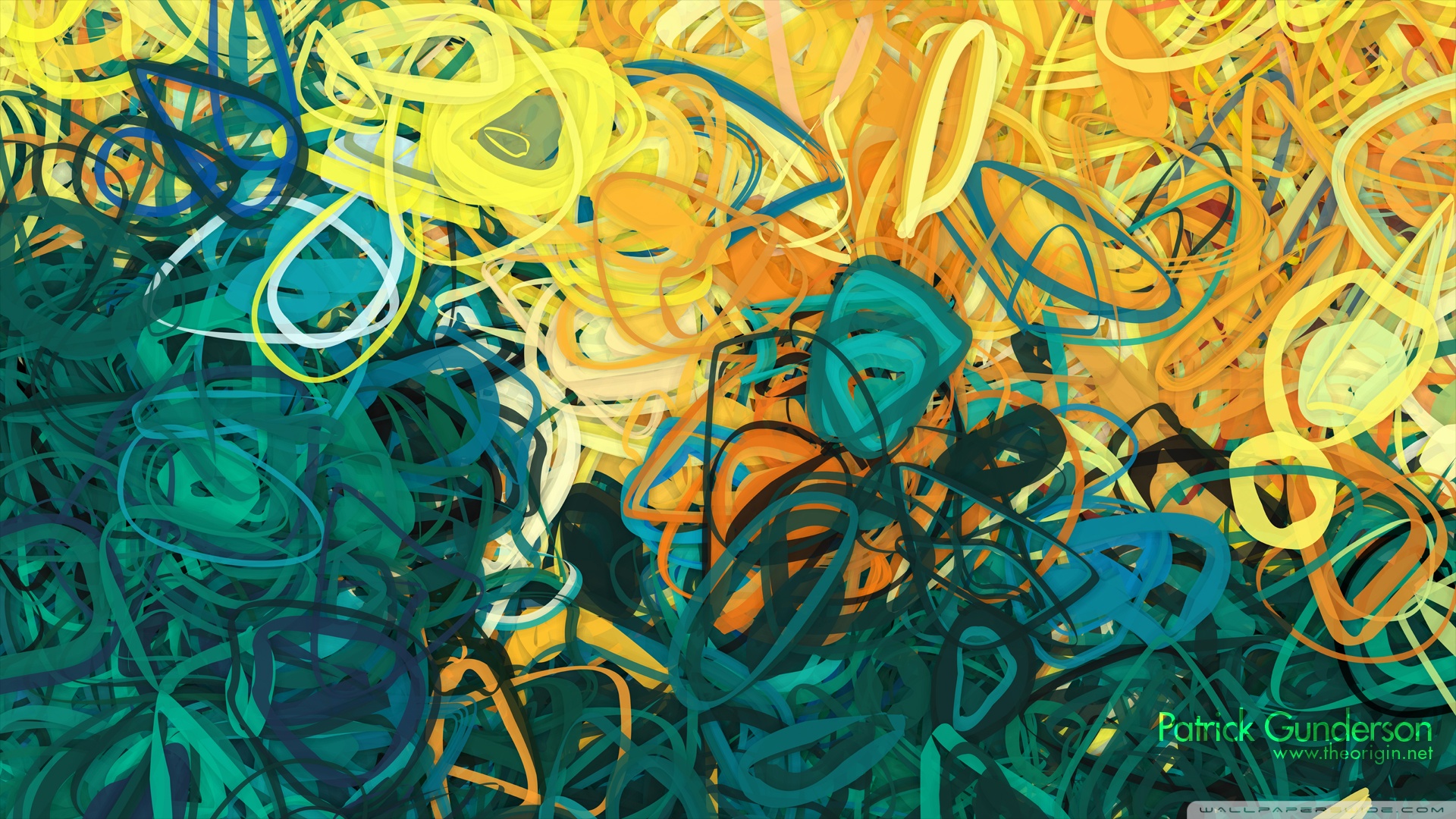 Teal And Yellow Desktop - HD Wallpaper 