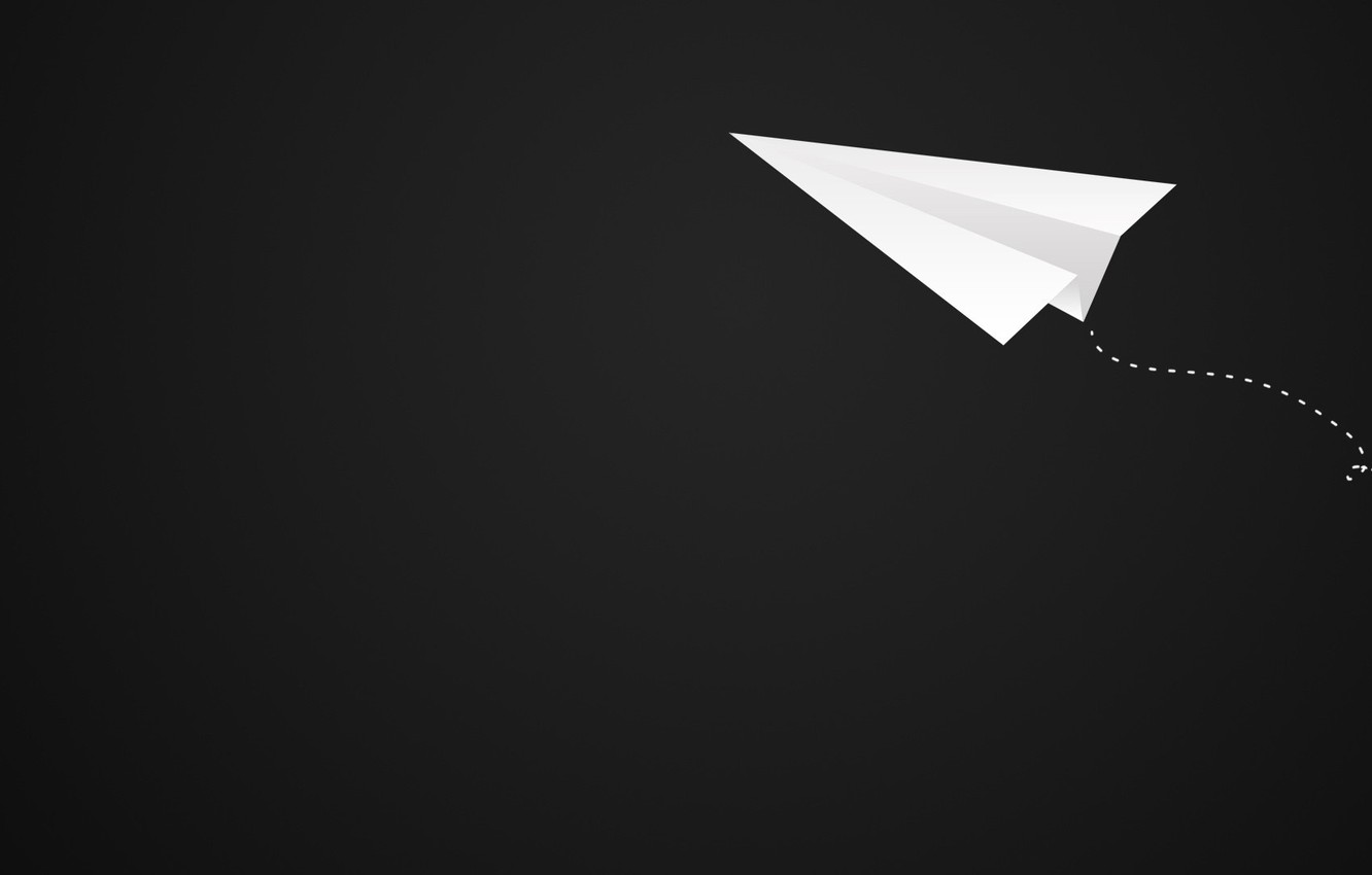 Photo Wallpaper The Dark Background, Black Background, - Paper Airplane Black Background - HD Wallpaper 