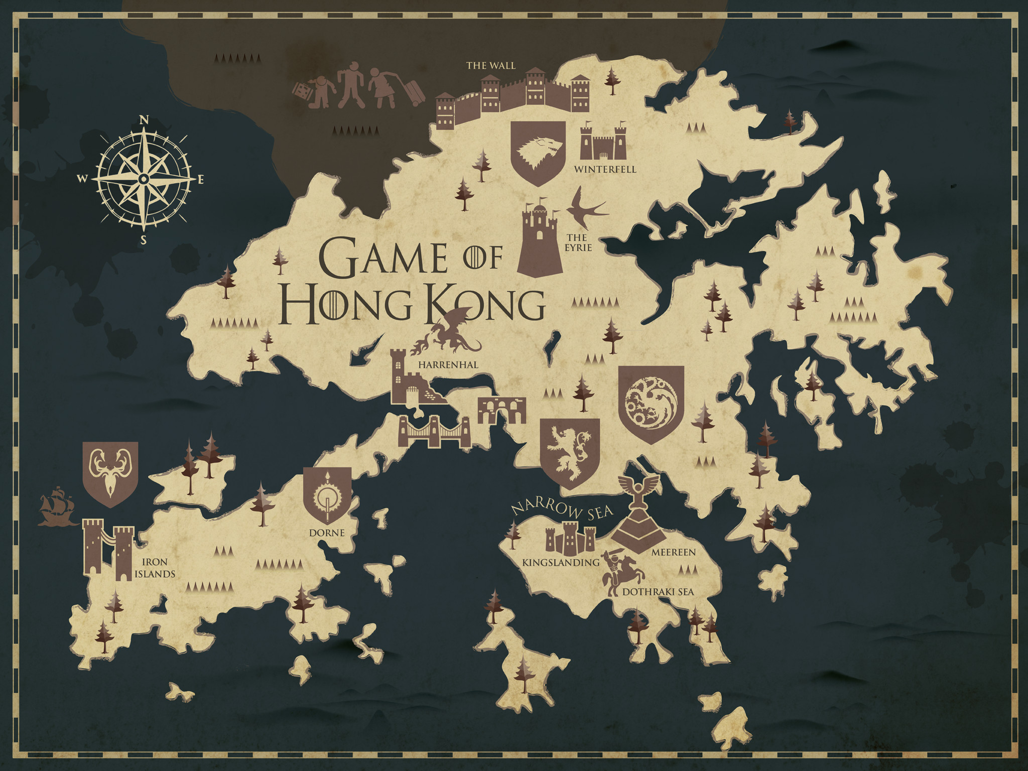 2048x1536, If Game Of Thrones Was Set In Hong Kong - Flat In Hong Kong Map - HD Wallpaper 