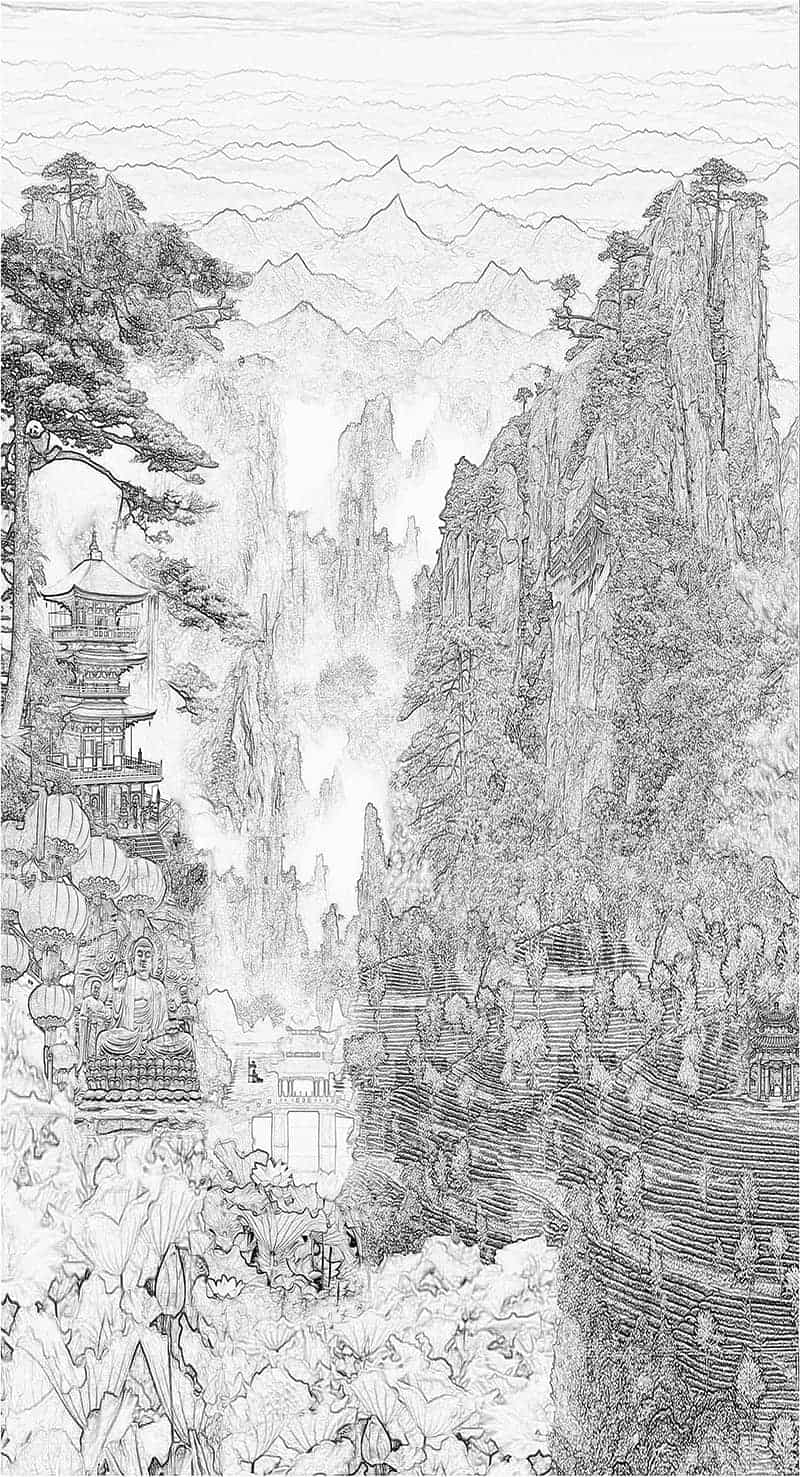 Casart Coverings China Etching Mural Temporary Wallpaper - Sketch - HD Wallpaper 