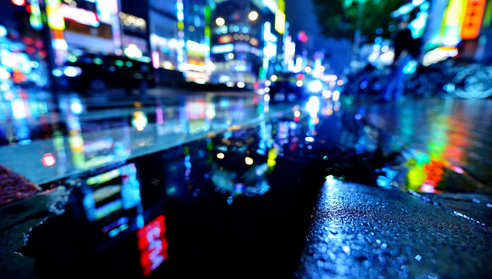 Wet, Shinjuku, Street, Rain, Tokyo, The City, Japan - Street Night Lights Vertical - HD Wallpaper 