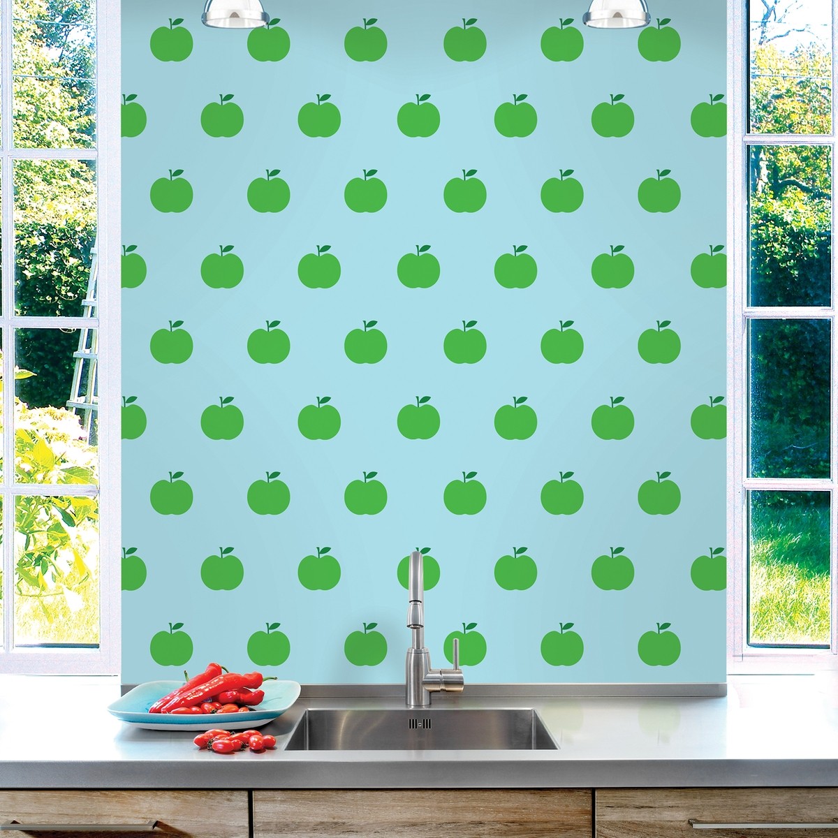 Apple Blue/green Removable Wallpaper - Wallpaper - HD Wallpaper 