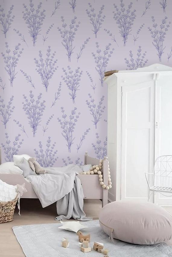 Lavender Wallpaper On Wall - HD Wallpaper 