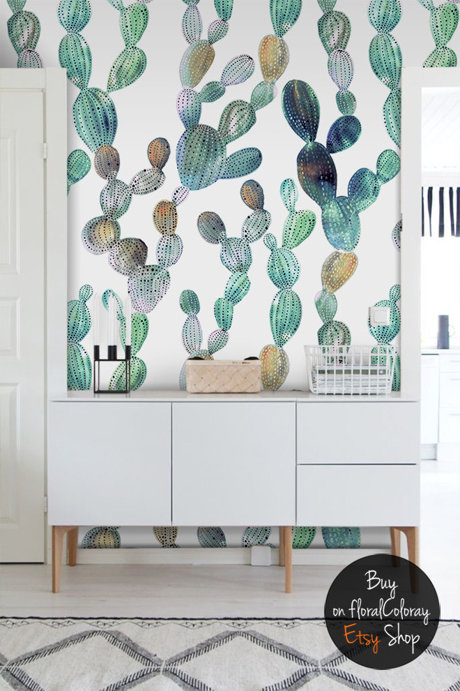 1108263561 Od6s Original - Cocina Decorada Con Tapiz Cactus - HD Wallpaper 