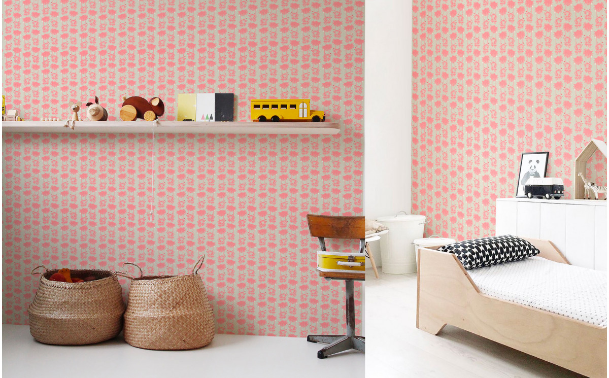 Pink Baby Monkey Wallpaper For Kids Room, Baby Girl - Nursery - HD Wallpaper 