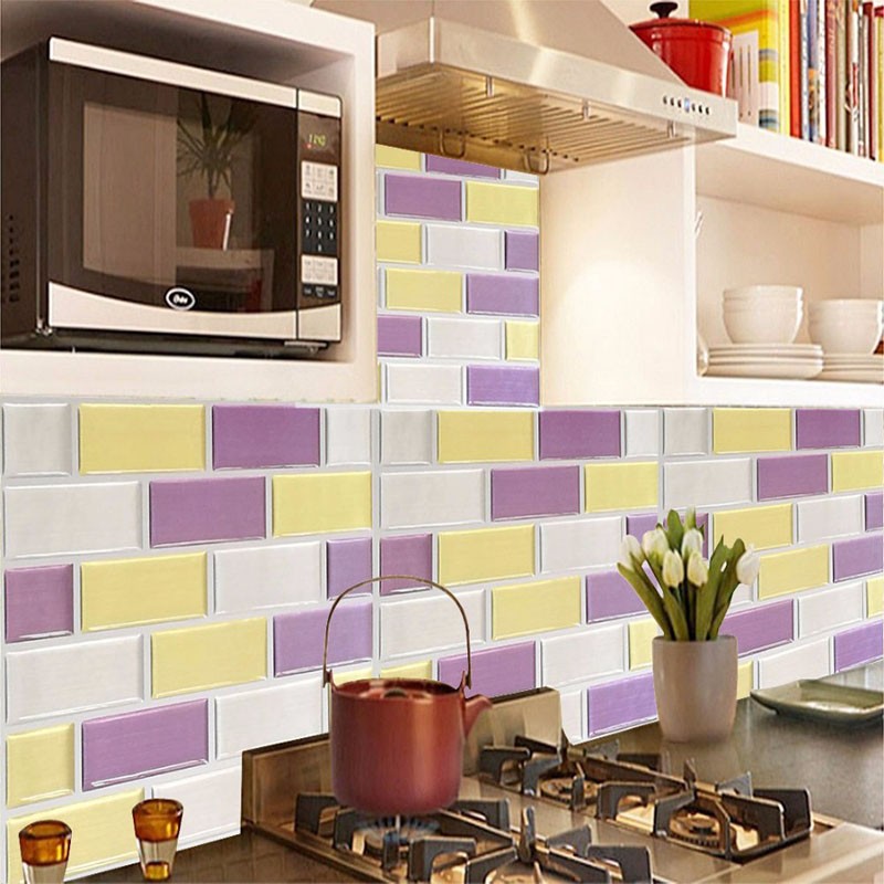 Kitchen Bathroom Pvc Tiles Mosaic Self Adhesive Wallpaper - Brick Wall Tiles For Kitchen - HD Wallpaper 