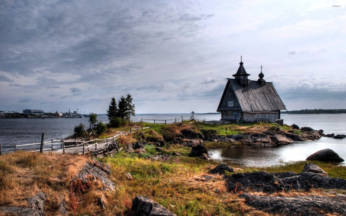 Download Wallpaper Small Old House Near Water - Landscape Full Hd Sweden - HD Wallpaper 